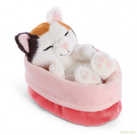 NICI śpiące zwierzątka Kot tri-color w koszyku 12 cm