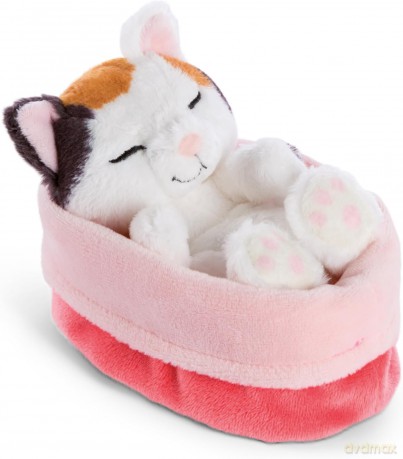 NICI śpiące zwierzątka Kot tri-color w koszyku 12 cm