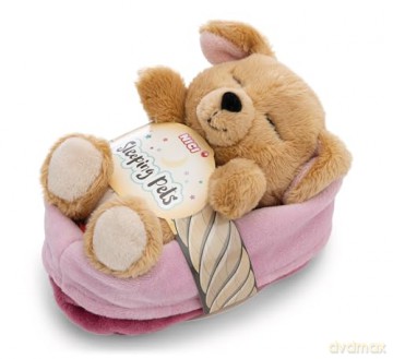 NICI śpiące zwierzątka Pies beżowy w koszyku 12 cm