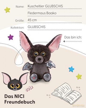 NICI Soft toy GLUBSCHIS bat Baako 45cm