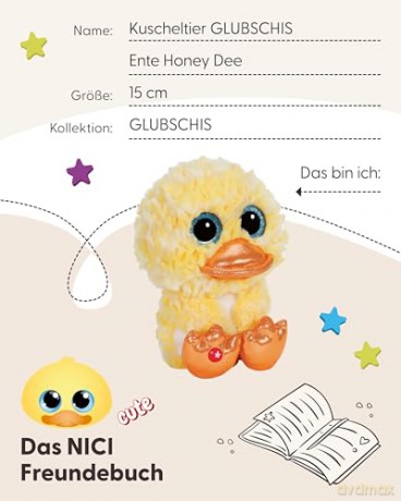 NICI Soft toy GLUBSCHIS Duck Honey Dee 15cm dangling