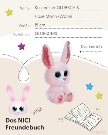 NICI Soft toy GLUBSCHIS rabbit Monni-Wonni 15cm dangling
