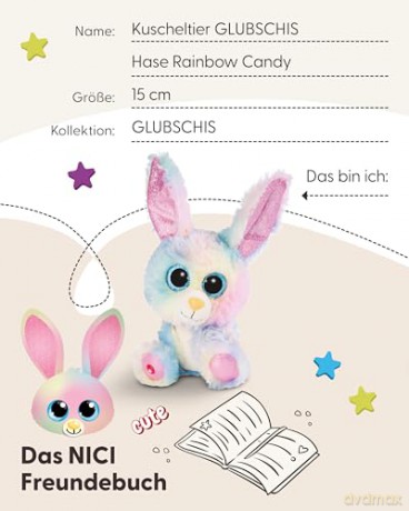 NICI Przytulanka królik Rainbow Candy 15cm