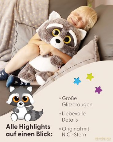 NICI Soft toy GLUBSCHIS raccoon Clooney 45cm