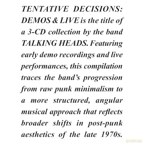 Talking Heads: Tentative Decisions: Demos & Live [3CD]