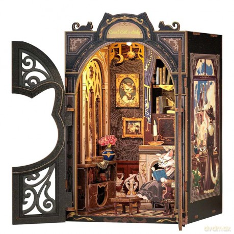 Miniaturowy domek mini Book Nook Salonik Hrabiego Kota [PUZZLE]