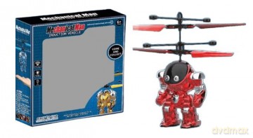 Robot Mech latający nad dłonią czerwony