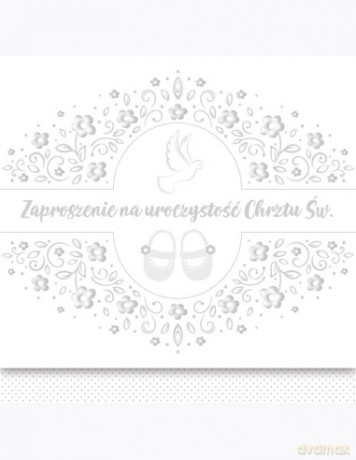 Zaproszenie kwadrat ZKW 120x120 Chrzest nr 56260 Dziecięce - Baby, Chłopiec, Dziewczynka, Religia, Srebrne, Tłoczenie
