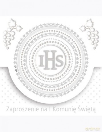 Zaproszenie kwadrat ZKW 120x120 Komunia zest. 57191 Dziecięce - Chłopiec, Dziewczynka, Grafika, Religia, Srebrne, Tłoczenie