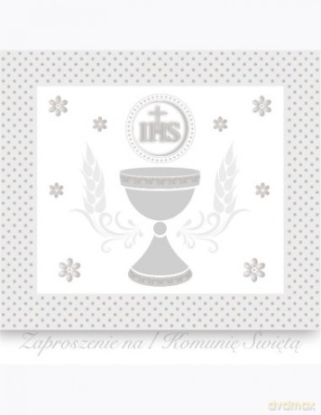 Zaproszenie kwadrat ZKW 120x120 Komunia zest. 57192 Dziecięce - Chłopiec, Dziewczynka, Grafika, Religia, Srebrne, Tłoczenie