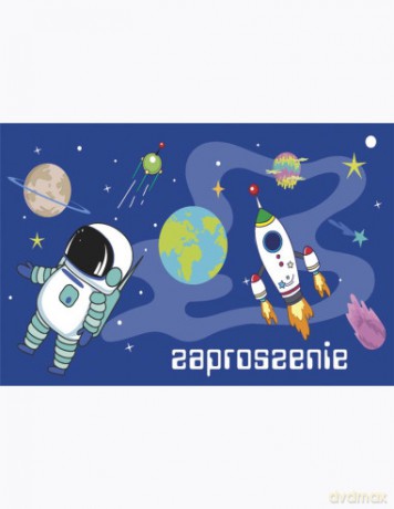 Zaproszenie Z 160x95 zest. 62137 Dziecięce - Chłopiec, Kosmos, Urodziny