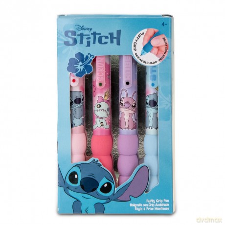 Zestaw 4 długopisów z puszystym uchwytem Stitch ST00139