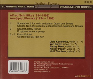 St. Petersburg Ensemble: A. Schnittke - Violin Sonata No. 2. Congratulatory Rondo. Piano Quintet. [CD]