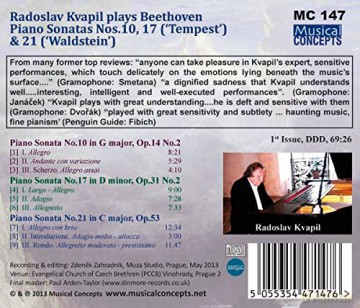 Radoslav Kvapil: Beethoven Piano Sonatas 10. 17. 21 [CD]