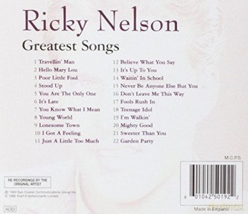 Ricky Nelson: Greatest Songs [CD]