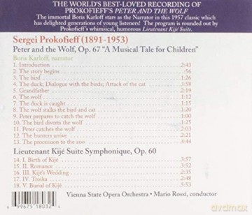 Boris Karloff. Vienna Symphony Orchaestra. Mario Rossi: Prokofiev: Peter And The Wolf Op. 67. Lieutenant Kije Suite. Op. 60 [CD]