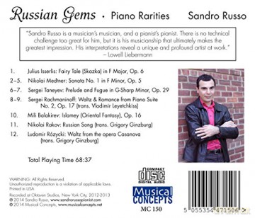 Sandro Russo (Piano): Russian Gems For Piano (Rare Short Pieces And Transcriptions) [CD]