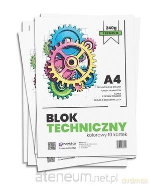 Blok techniczny A4/10K kolor premium 240g (10szt)