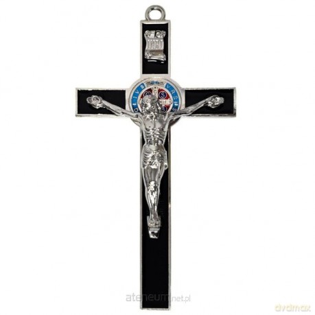 Krzyż czarny metalowy Benedykta 30cm