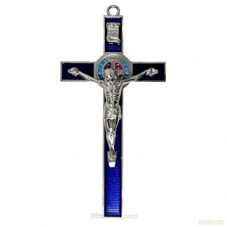 Krzyż granatowy metalowy Benedykta 30cm