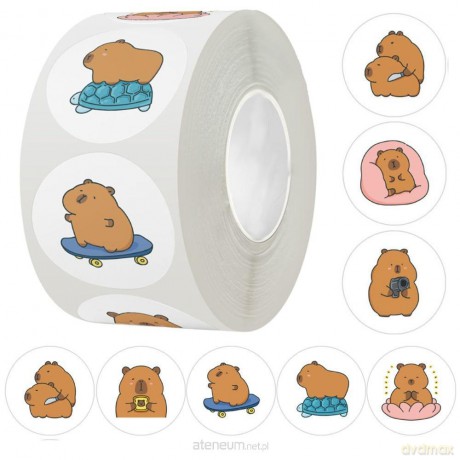 Naklejki na taśmie kapibara 2,5cm 500szt