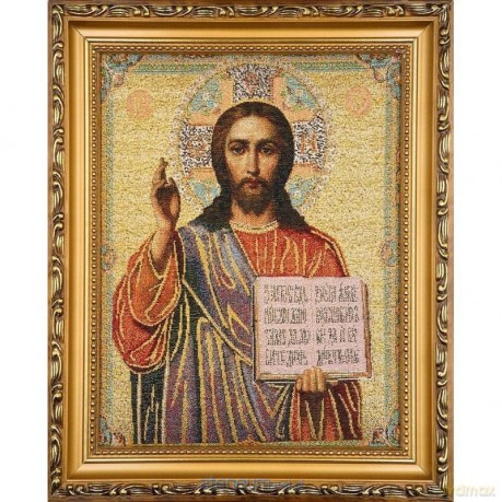 Obraz Haftowany Jezus Pantokrator 27,5x22cm