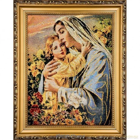 Obraz Haftowany Matka Boża z Dzieciątkiem 22x27,5