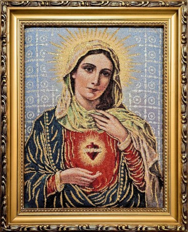 Obraz Haftowany Serce Maryi 27x22cm