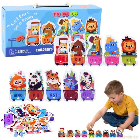Puzzle edukacyjne alfabet pociąg ze zwierzątkami