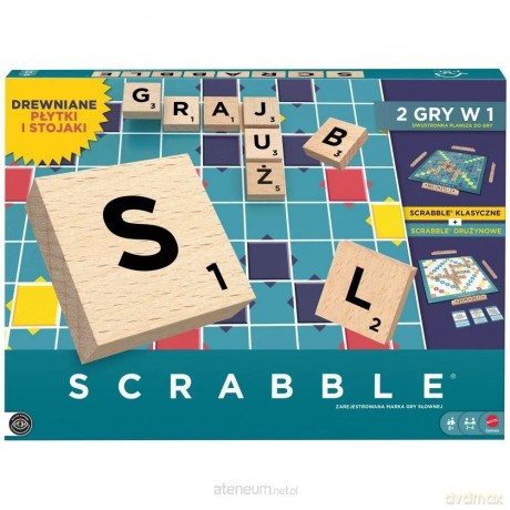Scrabble Drewniane płytki i stojaki Rodzinna gra [GRA]