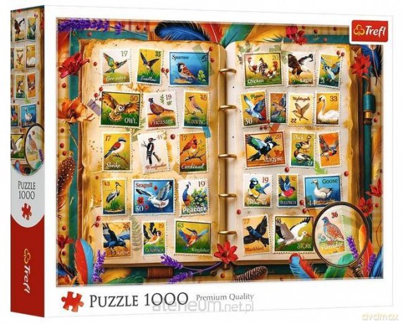 TREFL 1000 el. Kolekcja znaczków - atlas ptaków [PUZZLE]