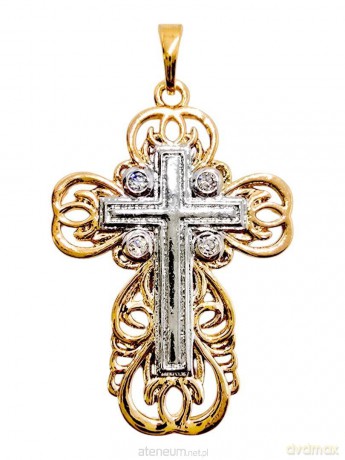Wisiorek Krzyżyk Srebrno-Złoty 23x16mm