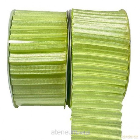Wstążka satynowa karbowana 40mm/3m zielona