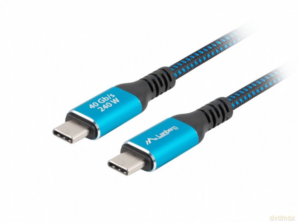 Kabel USB-C M/M USB4 0,5m 240W 8K 60HZ czarno-niebieski