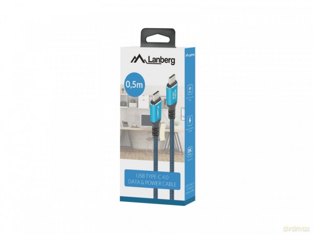 Kabel USB-C M/M USB4 0,5m 240W 8K 60HZ czarno-niebieski