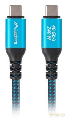 Kabel USB-C M/M USB4 2M 240W 8K 60HZ czarno-niebieski