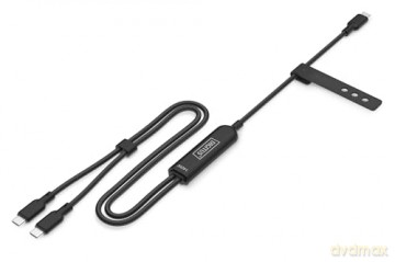 Kabel zasilający 2w1 USB-C - 2x USB-C, USB 2.0 140W PD 3.1, nylonowy, 1,8m czarny