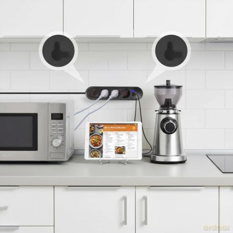 Listwa zasilająca MCE394 B, 1,5m|3 gniazda + 3xUSB. 110-240V AC 50/60Hz, 2.1A max 2500W, czarna