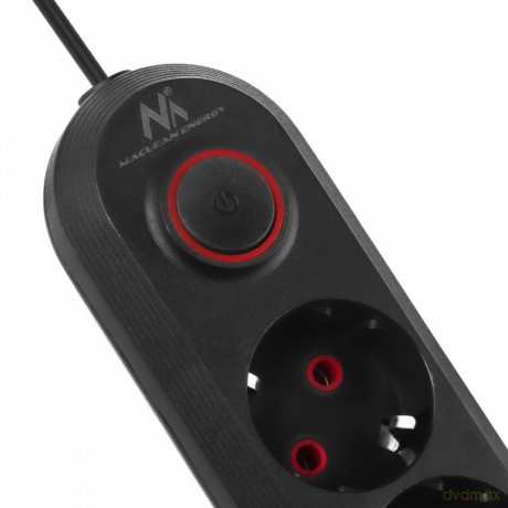 Listwa zasilająca MCE394 B, 1,5m|3 gniazda + 3xUSB. 110-240V AC 50/60Hz, 2.1A max 2500W, czarna