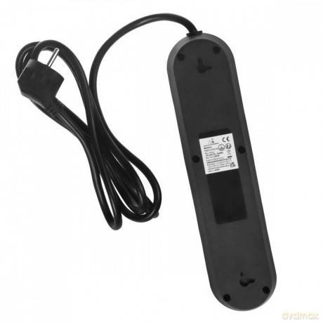 Listwa zasilająca MCE394 B, 1,5m|3 gniazda + 3xUSB. 110-240V AC 50/60Hz, 2.1A max 2500W, czarna