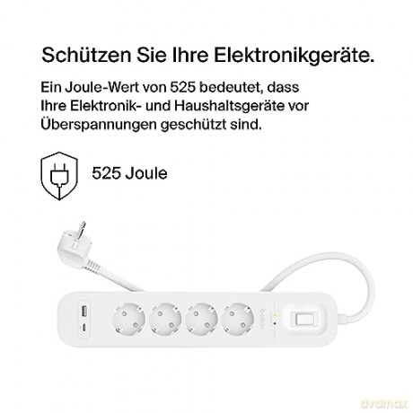 Listwa zasilająca SurgePlus 4x schuko 1xUSB-A 1xUSB-C 525J 2m