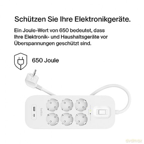 Listwa zasilająca SurgePlus 6xschuko 1xUSB-A 1xUSB-C 650J 2m