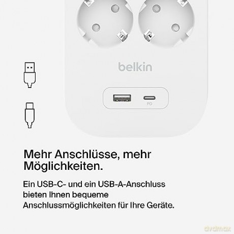 Listwa zasilająca SurgePlus 6xschuko 1xUSB-A 1xUSB-C 650J 2m