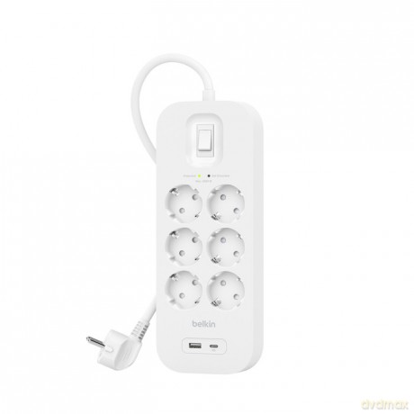 Listwa zasilająca SurgePlus 6xschuko 1xUSB-A 1xUSB-C 650J 2m