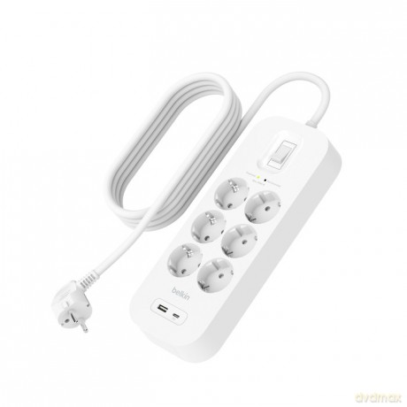 Listwa zasilająca SurgePlus 6xschuko 1xUSB-A 1xUSB-C 650J 2m
