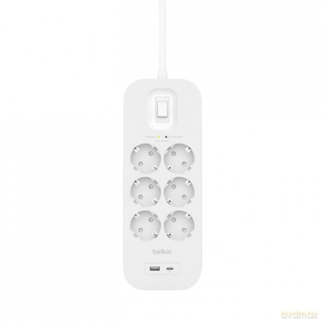 Listwa zasilająca SurgePlus 6xschuko 1xUSB-A 1xUSB-C 650J 2m