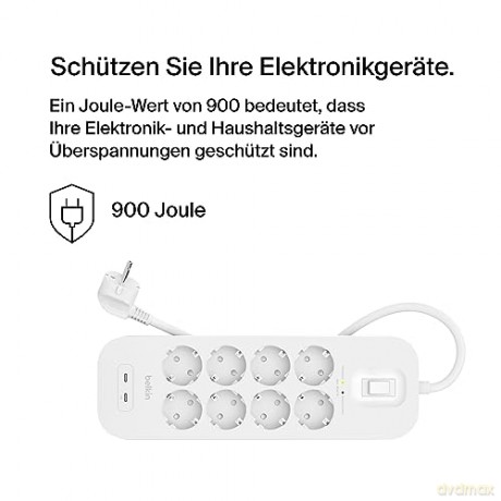 Listwa zasilająca SurgePlus 8x schuko 2xUSB-C 900J 2m