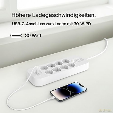Listwa zasilająca SurgePlus 8x schuko 2xUSB-C 900J 2m