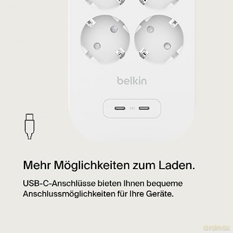 Listwa zasilająca SurgePlus 8x schuko 2xUSB-C 900J 2m