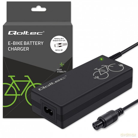 Ładowarka do roweru elektrycznego 36V | 42V | 2A | GX12-3Pin + kabel zasilający